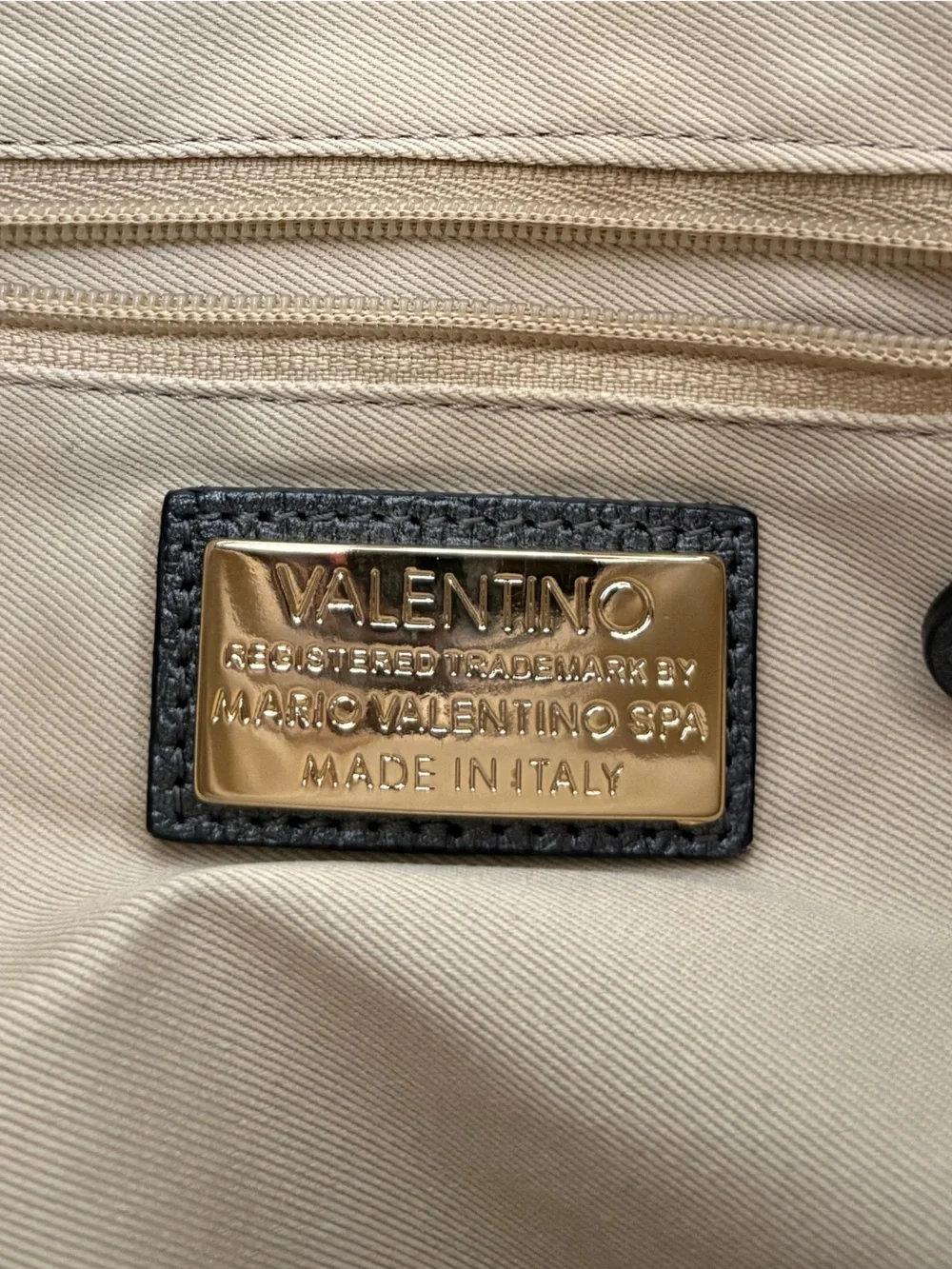 Valentino Metallic Gray Studded Logo Leather Tote
